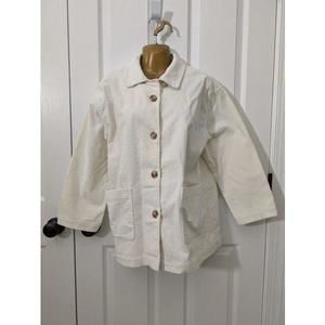 NWOT ISSAC MIZRAHI LIVE Corduroy Jacket Button-up Collared Sz L White
